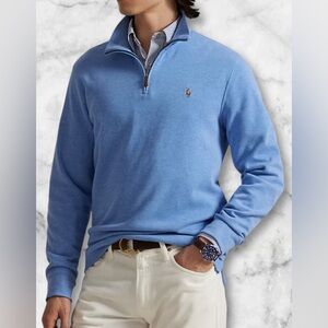 Polo Ralph Lauren Estate Rib 1/4 Zip Pullover Sweater Blue Pony Preppy Size XL